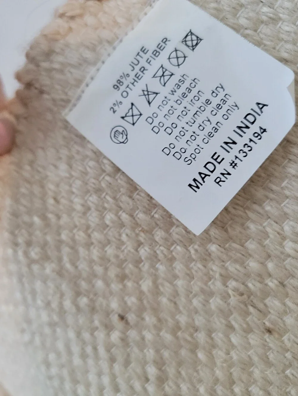India Woven Jute Boho Wall Hanging - Neutral Cream, Black & Burnt Orange MCM